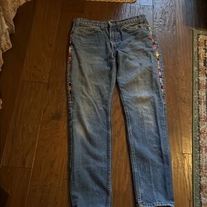Vintage Levi's Blue Jeans with Colorful Side Stripes